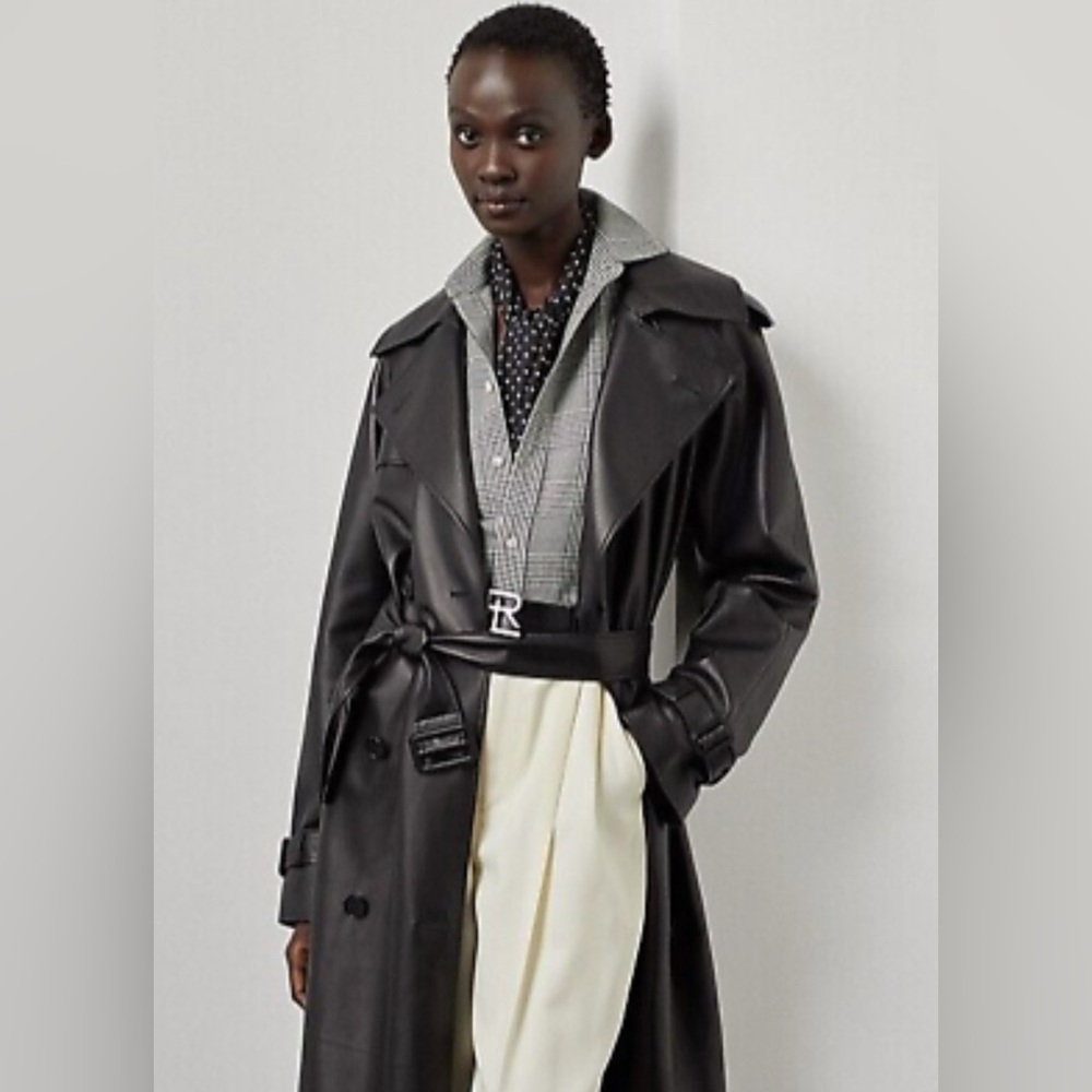 Ralph Lauren Purple Label Leather Trench Coat - Picture 2 of 9